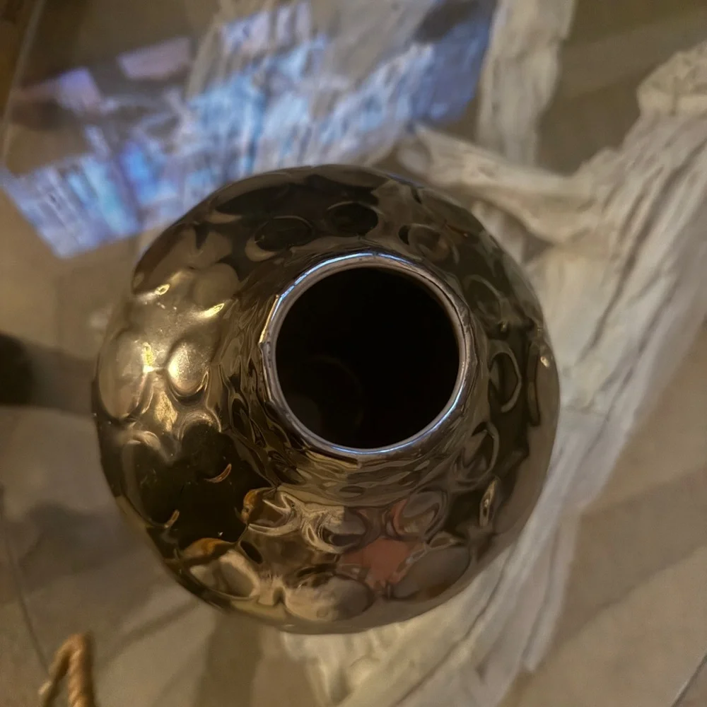 Jonathan Adler Silver Textured Vase